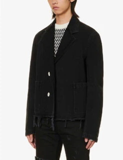 Lanvin Essential Distressed Relaxed-fit Denim Jacket -AllSain Clothing Shop R04182731 BLACK ALT02