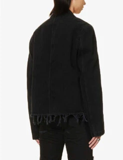 Lanvin Essential Distressed Relaxed-fit Denim Jacket -AllSain Clothing Shop R04182731 BLACK ALT03