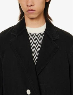 Lanvin Essential Distressed Relaxed-fit Denim Jacket -AllSain Clothing Shop R04182731 BLACK ALT04