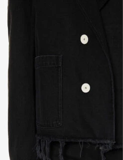 Lanvin Essential Distressed Relaxed-fit Denim Jacket -AllSain Clothing Shop R04182731 BLACK ALT05