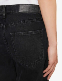 Lanvin Twisted Brand-patch Slim-fit Jeans -AllSain Clothing Shop R04182743 BLACK ALT04