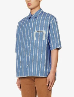 Jacquemus La Chemise Striped Boxy-fit Cotton Shirt -AllSain Clothing Shop R04182829 BLUESTRIPES ALT02