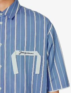 Jacquemus La Chemise Striped Boxy-fit Cotton Shirt -AllSain Clothing Shop R04182829 BLUESTRIPES ALT04