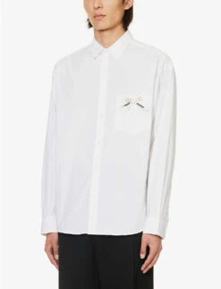 Jacquemus La Chemise Simon Bow-embellished Boxy-fit Stretch-cotton Shirt -AllSain Clothing Shop R04182833 WHITE ALT02