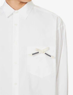 Jacquemus La Chemise Simon Bow-embellished Boxy-fit Stretch-cotton Shirt -AllSain Clothing Shop R04182833 WHITE ALT04