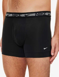 Nike Pack Of Three Logo-waistband Stretch Recycled-polyester Trunks 7 Nike Pack Of Three Logo-waistband Stretch Recycled-polyester Trunks -AllSain Clothing Shop R04183377 GREYANTHRACITEBLACK ALT03