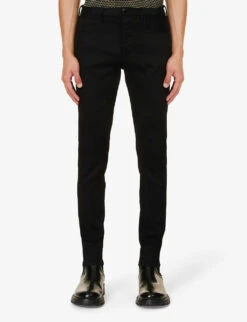 Emporio Armani Brand-patch Low-rise Slim-fit Stretch-cotton-blend Denim Jeans -AllSain Clothing Shop R04184739 DENIMNERO ALT02