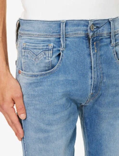 Replay Anbass Hyperflex Tapered-leg Slim-fit Stretch-denim Jeans -AllSain Clothing Shop R04186399 MEDIUMBLUE ALT04