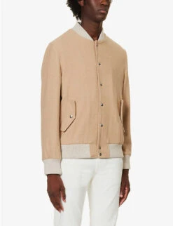 ELEVENTY Varsity Ribbed-trim Regular-fit Wool Jacket 7 ELEVENTY Varsity Ribbed-trim Regular-fit Wool Jacket -AllSain Clothing Shop R04187237 CAMEL ALT02