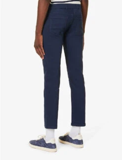 ELEVENTY Branded-hardware Regular-fit Tapered-leg Stretch-cotton Trousers -AllSain Clothing Shop R04187294 NAVY ALT03