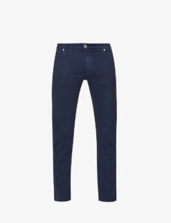 ELEVENTY Branded-hardware Regular-fit Tapered-leg Stretch-cotton Trousers