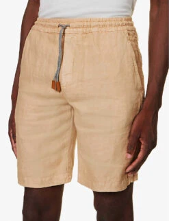 ELEVENTY Drawstring-waistband Herringbone-weave Regular-fit Cotton Shorts 9 ELEVENTY Drawstring-waistband Herringbone-weave Regular-fit Cotton Shorts -AllSain Clothing Shop R04187312 LIGHTYELLOW ALT04
