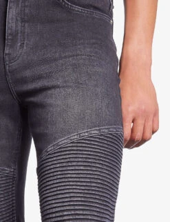 THE KOOPLES Slim-fit Jacron-embossed Stretch-denim Jeans -AllSain Clothing Shop R04187755 BLACKWASHED ALT04