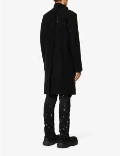 Stand-collar Regular-fit Cashmere Coat -AllSain Clothing Shop R04187915 BLACK ALT03