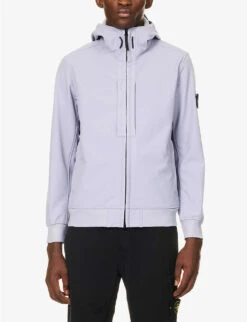 Stone Island Soft Shell-R_e.dye Logo-badge Hooded Stretch-woven Jacket -AllSain Clothing Shop R04188742 LAVENDER ALT02