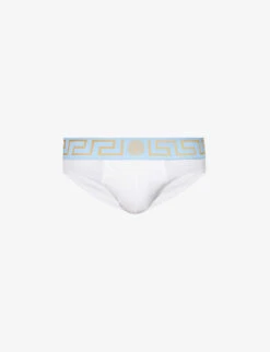 Versace Logo-waistband Low-rise Stretch-cotton Briefs