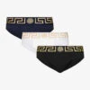 Versace Pack Of Three Logo-waistband Low-rise Stretch-cotton Briefs