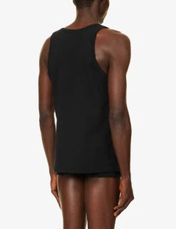 Versace Medusa Logo-print Stretch-cotton Top -AllSain Clothing Shop R04188859 BLACK ALT02