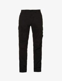 Tapered-leg Mid-rise Stretch-cotton Cargo Trousers