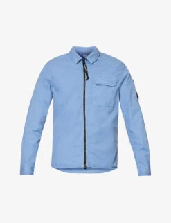 Zip-up Lens-pocket Cotton Shirt