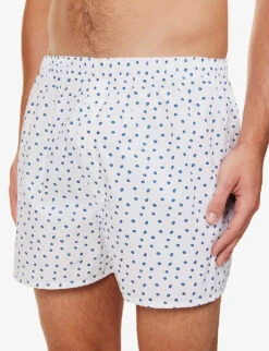 Sunspel Graphic-print Cotton-poplin Boxers -AllSain Clothing Shop R04194502 HOLESPOTPRINTWHITE ALT03
