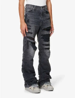 Distressed Kick-flare Mid-rise Jeans 7 Distressed Kick-flare Mid-rise Jeans -AllSain Clothing Shop R04194908 REPAIRDENIM ALT02