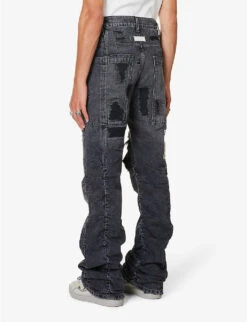 Distressed Kick-flare Mid-rise Jeans 8 Distressed Kick-flare Mid-rise Jeans -AllSain Clothing Shop R04194908 REPAIRDENIM ALT03