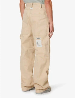 Wide-leg Mid-rise Cotton-canvas Trousers -AllSain Clothing Shop R04194911 CANVASKHAKI ALT03