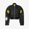 Brand-appliqué Cut-out Relaxed-fit Shell Bomber Jacket