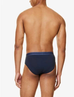 Emporio Armani Branded Pack Of Three Stretch-cotton Briefs 6 Emporio Armani Branded Pack Of Three Stretch-cotton Briefs -AllSain Clothing Shop R04194981 OXFORDINDIGOMARINE ALT02