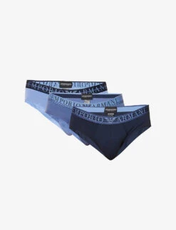 Emporio Armani Branded Pack Of Three Stretch-cotton Briefs