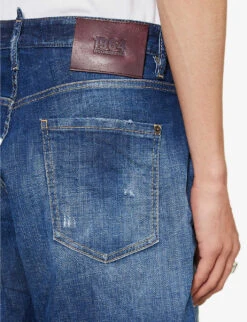 DSQUARED2 Distressed Relaxed-fit Stretch-denim Shorts -AllSain Clothing Shop R04196736 NAVYBLUE ALT05
