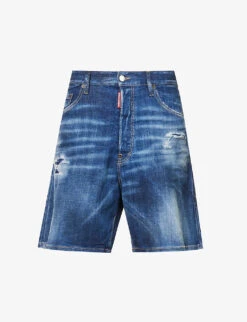 DSQUARED2 Distressed Relaxed-fit Stretch-denim Shorts