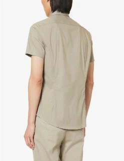 Emporio Armani Logo-embroidered Short-sleeve Stretch-cotton Blend Shirt 8 Emporio Armani Logo-embroidered Short-sleeve Stretch-cotton Blend Shirt -AllSain Clothing Shop R04196986 GREIGE ALT03