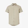 Emporio Armani Logo-embroidered Short-sleeve Stretch-cotton Blend Shirt