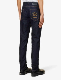 Emporio Armani Tapered-leg Slim-fit Stretch-denim Jeans -AllSain Clothing Shop R04197004 RICEABLU ALT03