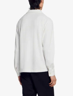 Sandro Alicudi Spread-collar Relaxed-fit Cotton-blend Shirt -AllSain Clothing Shop R04197459 NATURELS ALT03