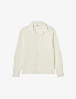 Sandro Alicudi Spread-collar Relaxed-fit Cotton-blend Shirt