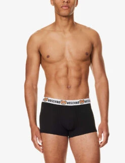 MOSCHINO Pack Of Two Logo-waistband Stretch-cotton Trunks 5 MOSCHINO Pack Of Two Logo-waistband Stretch-cotton Trunks -AllSain Clothing Shop R04199673 BLACK555 ALT01