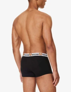MOSCHINO Pack Of Two Logo-waistband Stretch-cotton Trunks 6 MOSCHINO Pack Of Two Logo-waistband Stretch-cotton Trunks -AllSain Clothing Shop R04199673 BLACK555 ALT02