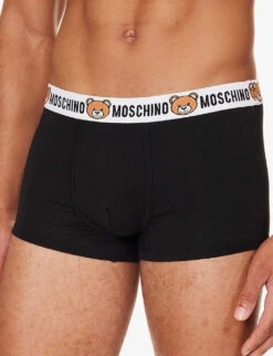 MOSCHINO Pack Of Two Logo-waistband Stretch-cotton Trunks 7 MOSCHINO Pack Of Two Logo-waistband Stretch-cotton Trunks -AllSain Clothing Shop R04199673 BLACK555 ALT03