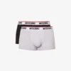MOSCHINO Pack Of Three Logo-waistband Stretch-cotton Trunks