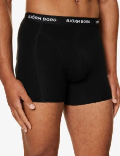 Bjorn Borg Pack Of Three Essential Branded-waistband Regular-fit Stretch-cotton Boxers -AllSain Clothing Shop R04202546 BLACKBEAUTY6 ALT03