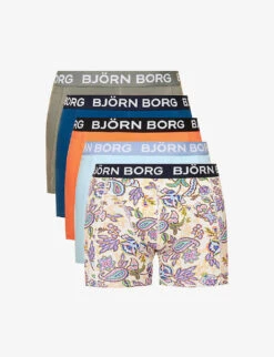 Bjorn Borg Pack Of Five Branded-waistband Stretch-cotton Boxers
